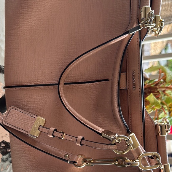 Coach Pink Leather Shoulder Bag with Gold Accents